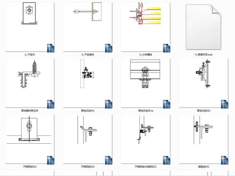  石材干挂件cad图库 