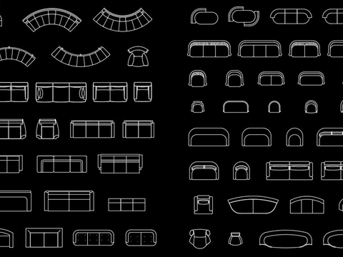  沙发平面图块cad图库 