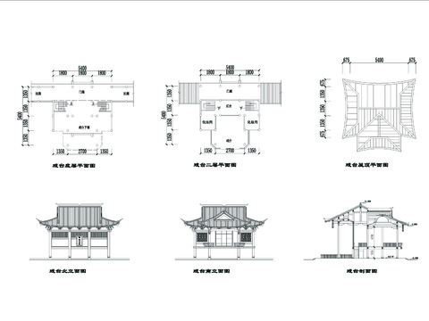  中式戲臺(tái)CAD施工圖 