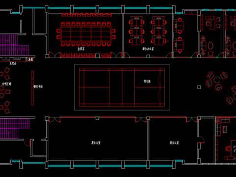  办公室活动室cad平面图 