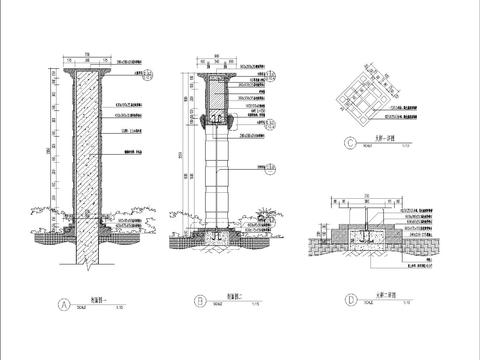  特色景墙cad大样图 