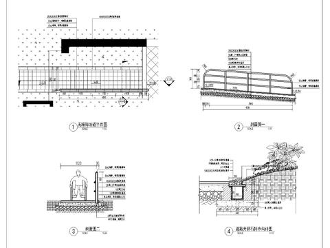  标准入户平台及无障碍坡道详图cad大样图 