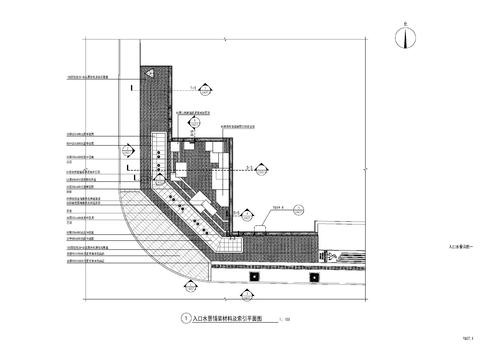  现代入口水景景墙cad施工图 