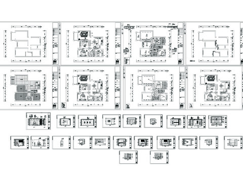  三室两厅两卫平层室内CAD施工图 