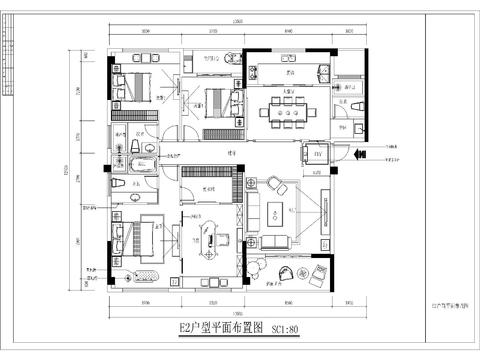  家裝平面方案CAD施工圖 