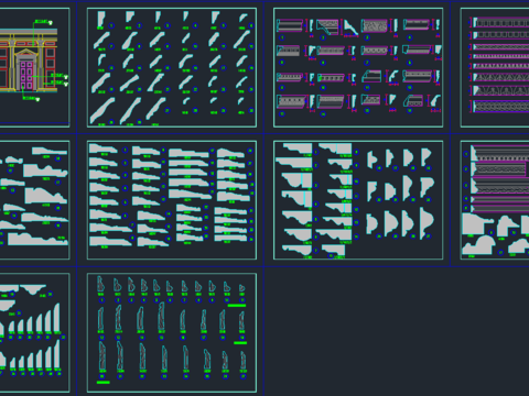  线条踢脚线cad图库 
