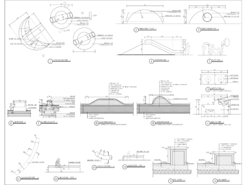  儿童堆坡地形及设施cad大样图 