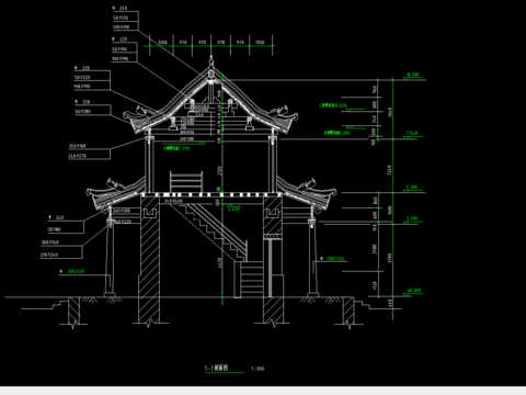  古建凉亭cad施工图 