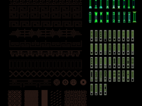  屏风雕花大全cad图库 