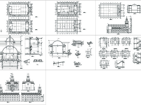  三層教堂建筑CAD施工圖 