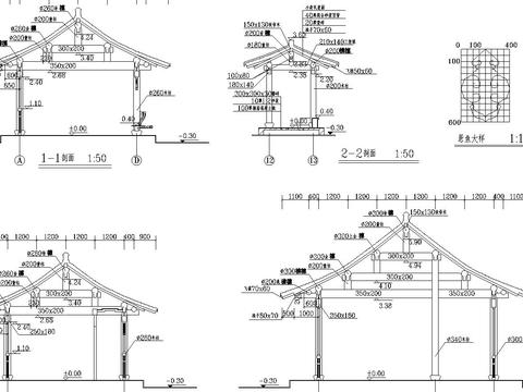 水榭建筑CAD施工圖 