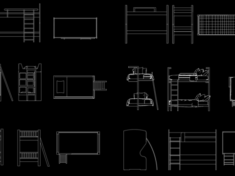  儿童上下铺cad图库 