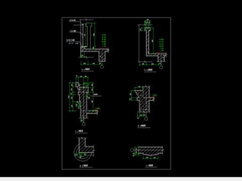  墙体构造cad节点大样图 