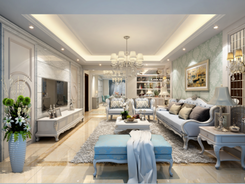  东湖雅苑欧式客餐厅卧室CAD施工图 