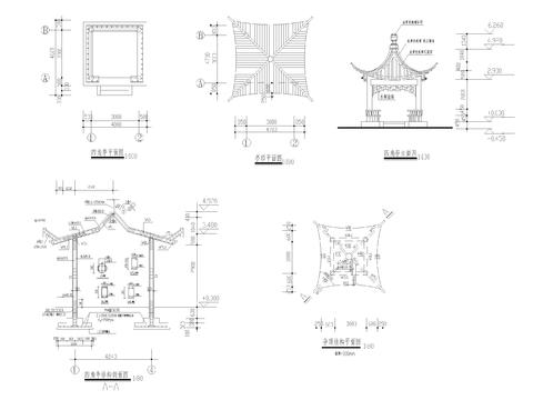  古建亭廊cad大样图 