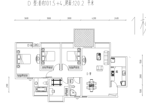  二三房經(jīng)典戶型CAD施工圖 