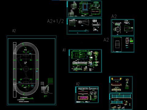  300m体育场地及建筑CAD施工图 