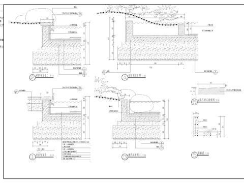  湖岸及水中种植池做法cad大样图 