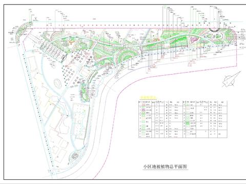  小区地被植物平面图CAD施工图 