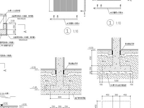  某建筑区H区水帘亭及跌水CAD施工图 
