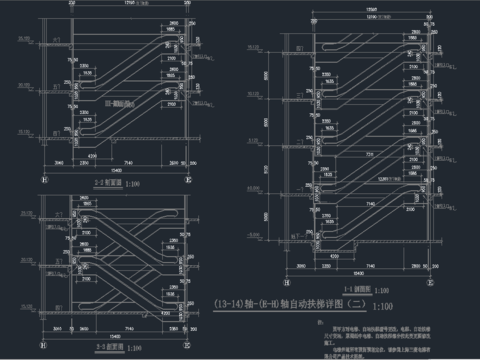  上海三菱自动扶梯cad施工图 