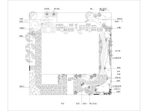  别墅庭院cad平面图 