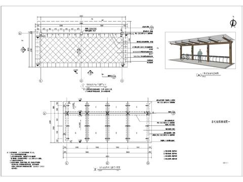  停车棚全套CAD施工图 