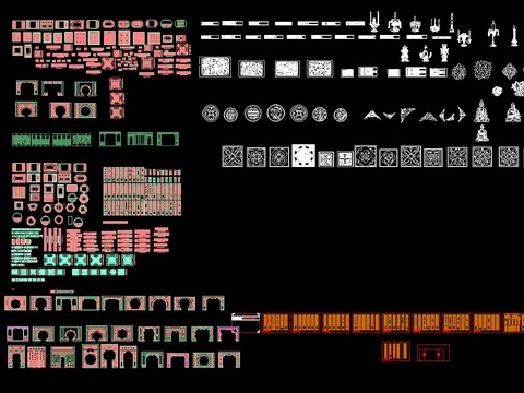  中式屏风隔断花纹cad图库 