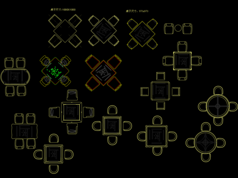  麻将桌棋牌室桌最新合集cad图库 