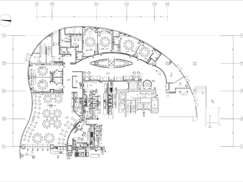  900㎡现代酒楼餐厅cad平面图 
