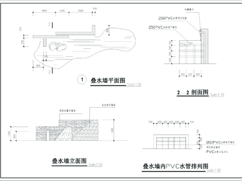 叠水墙节点大样 