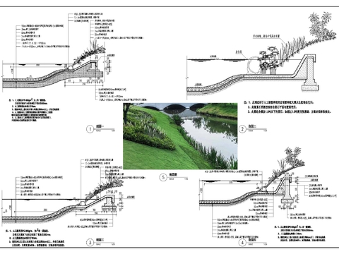  绿植生态驳岸cad大样图 