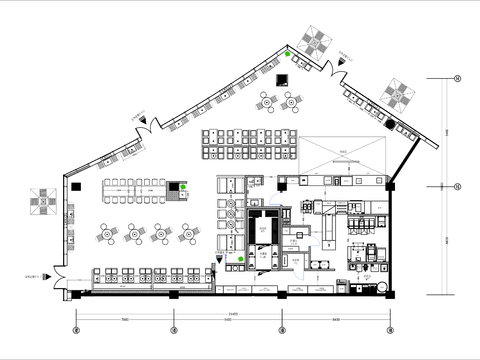  450㎡快餐店cad平面图 