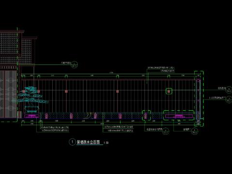  景墙种植池跌水CAD节点大样 