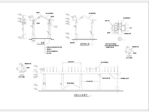  人字顶精品弧形花架CAD施工图 