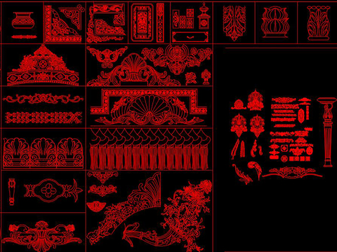  雕花cad图库 