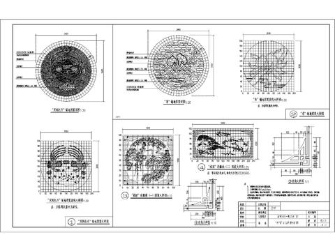  地砖拼花 地面铺装 地雕浮雕cad图库 