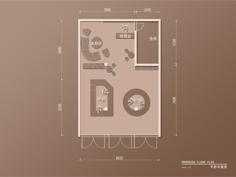  100㎡珠宝店cad平面图 