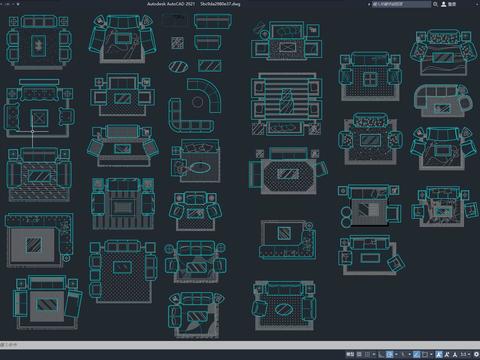 沙发组合CAD图库 