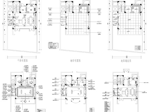  家具布置强电弱电给排水插座空调cad施工图 