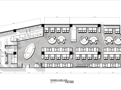  400㎡海底捞火锅店cad平面图 