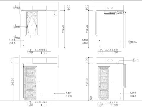  欧式新古典工人房cad立面图 
