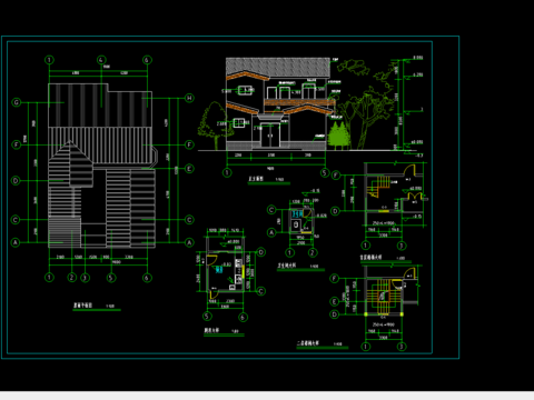  庭院建筑cad施工图 