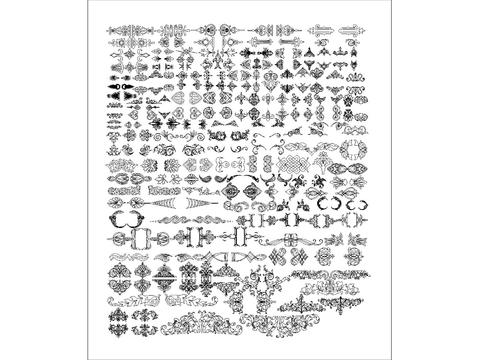  现代雕花角花图案cad图库 