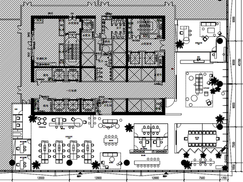  850m2 共享辦公空間CAD施工圖 