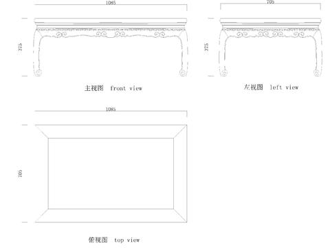  中式炕桌cad图库 