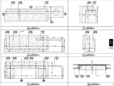  接待咨询台平立剖cad大样图 