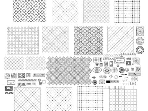  cad地面铺砖地面拼花素材图库CAD图纸 