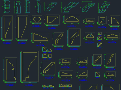  门套线角线饰线各类线条装修设计cad图库 