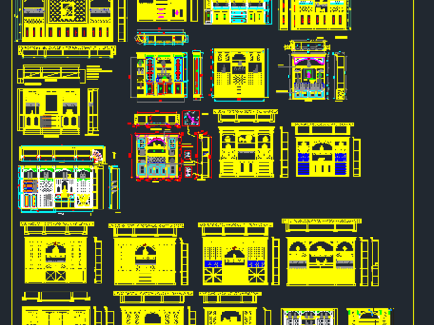  欧美式弧形整木酒柜cad图库 